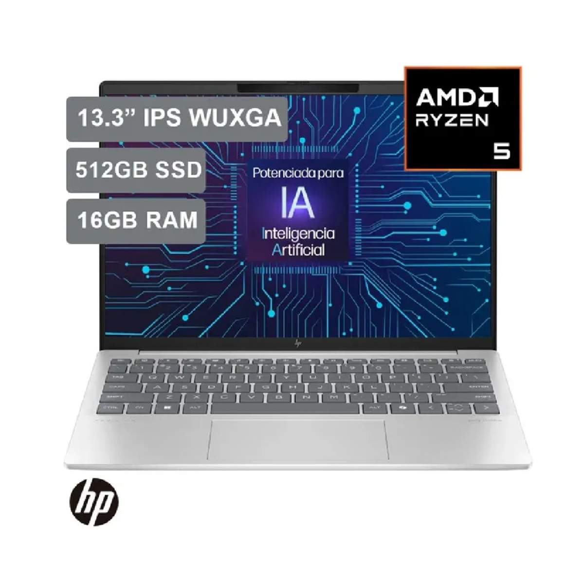 Laptop HP Pavilion Aero 13-BG0002LA 13.3”, AMD Ryzen 5 8640U AI, RAM 16GB, 512GB SSD, Windows 11, Español