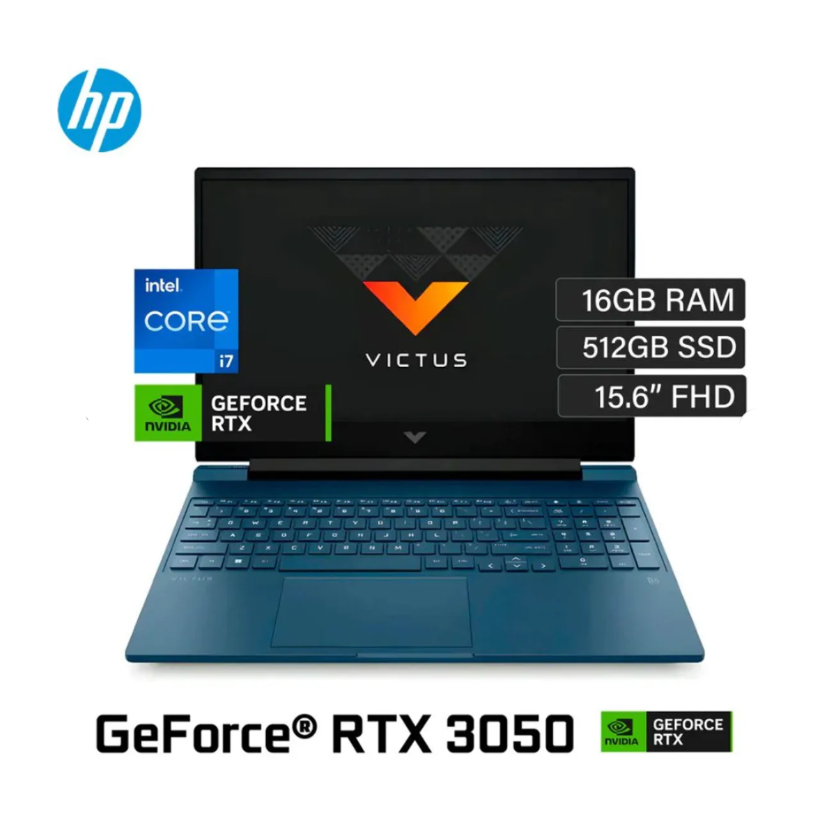 Laptop Gamer HP Victus 15-FA0007LA, 15.6” FHD 144Hz, Intel I7-12650H, RAM 16GB, 512GB SSD, RTX-3050, Windows 11
