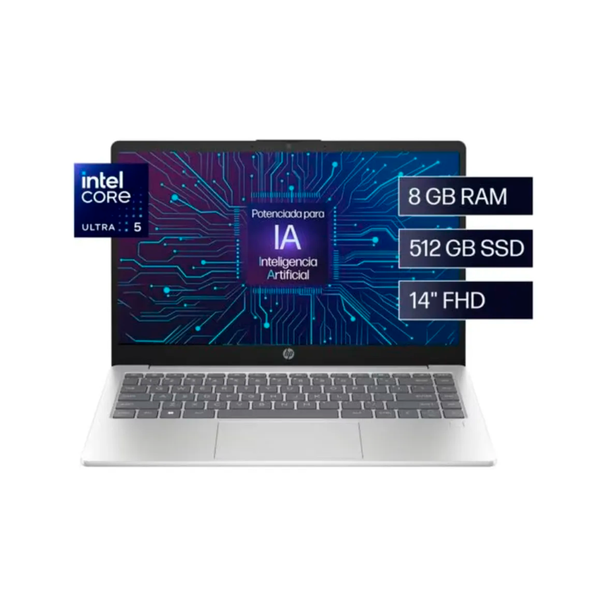 Laptop HP 14-EP1001LA, 14” FHD ,Intel Core Ultra 5 125H IA ,8 GB RAM ,512 GB SSD ,Windows 11, Español